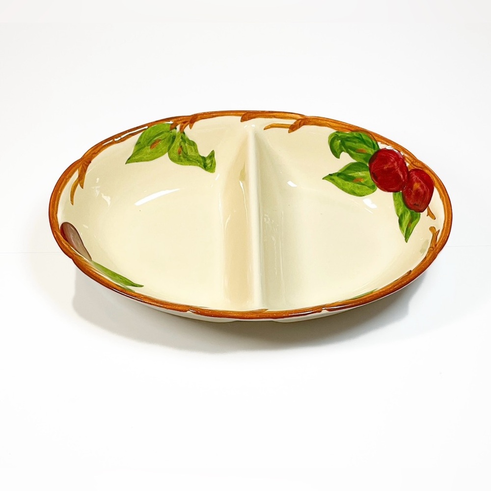 1940’s FRANCISCAN Earthenware Red Apple Divider Serving Bowl